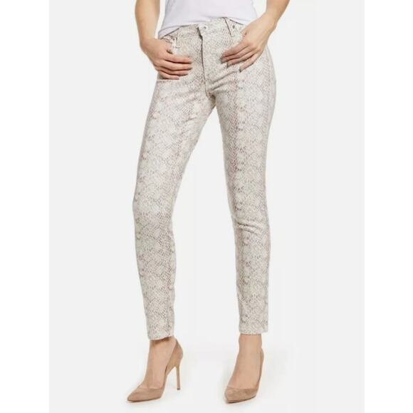 AG Adriano Goldschmied The Prima Ankle Jeans 27R Snake Print Taupe Beige - Picture 1 of 9